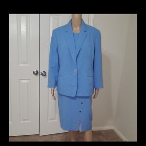 Kasper 16/18 Blue Blazer Pencil Dress Set